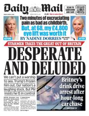 Daily Mail front page for 6 March 2026