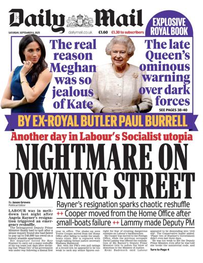 Daily Mail Newspaper Front Page (UK) for 6 September 2025