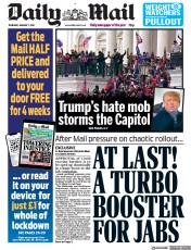 Daily Mail (UK) Newspaper Front Page for 7 January 2021