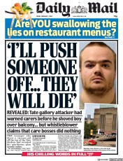 Daily Mail (UK) Newspaper Front Page for 7 February 2020