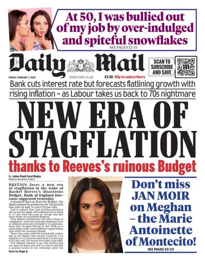 Daily Mail Newspaper Front Page (UK) for 7 February 2025