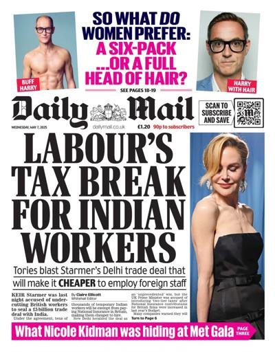 Daily Mail Newspaper Front Page (UK) for 7 May 2025