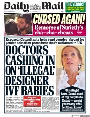 Daily Mail (UK) Newspaper Front Page for 8 October 2018