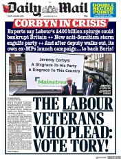 Daily Mail (UK) Newspaper Front Page for 8 November 2019