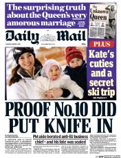 Daily Mail (UK) Newspaper Front Page for 8 March 2016