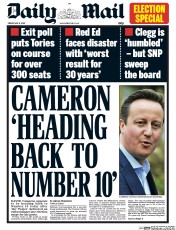 Daily Mail (UK) Newspaper Front Page for 8 May 2015