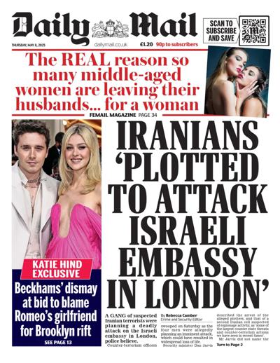 Daily Mail Newspaper Front Page (UK) for 8 May 2025