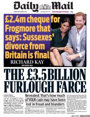 Daily Mail (UK) Newspaper Front Page for 8 September 2020