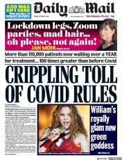 Daily Mail (UK) Newspaper Front Page for 9 October 2020