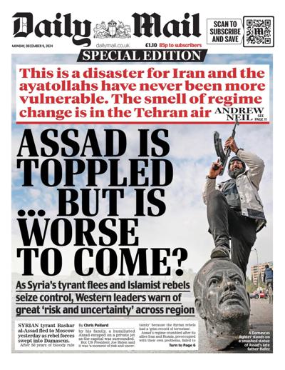 Daily Mail Newspaper Front Page (UK) for 9 December 2024