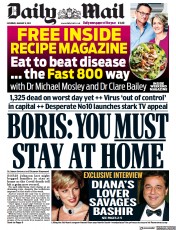 Daily Mail (UK) Newspaper Front Page for 9 January 2021