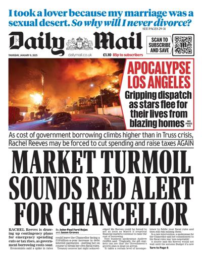 Daily Mail Newspaper Front Page (UK) for 9 January 2025