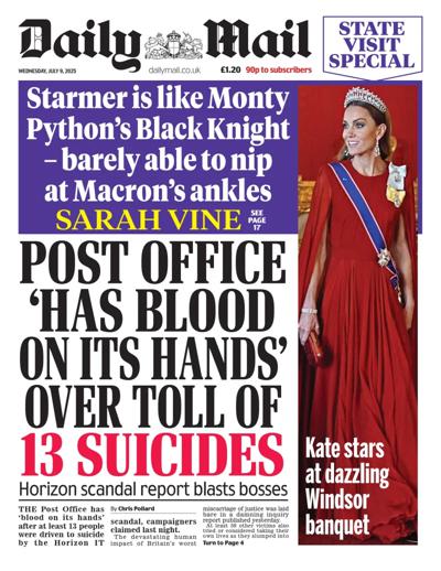 Daily Mail Newspaper Front Page (UK) for 9 July 2025