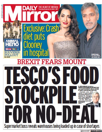 Daily Mirror Newspaper Front Page (UK) for 10 December 2020