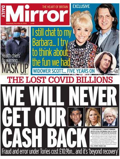 Daily Mirror Newspaper Front Page (UK) for 10 December 2025