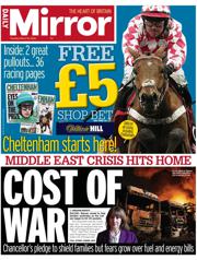 Daily Mirror front page for 10 March 2026