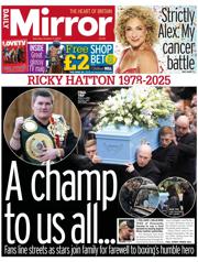 Daily Mirror front page for 11 October 2025