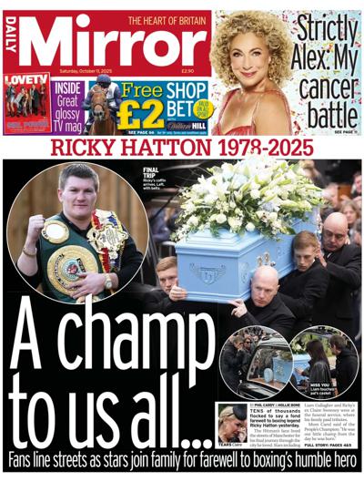 Daily Mirror Newspaper Front Page (UK) for 11 October 2025