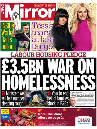 Daily Mirror Newspaper Front Page (UK) for 11 December 2025