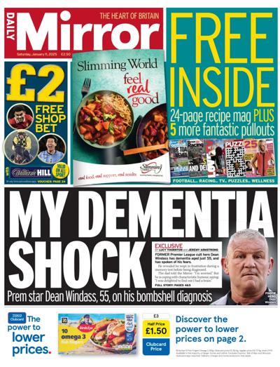 Daily Mirror Newspaper Front Page (UK) for 11 January 2025