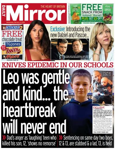 Daily Mirror Newspaper Front Page (UK) for 11 February 2026
