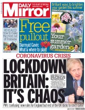 Daily Mirror (UK) Newspaper Front Page for 11 May 2020