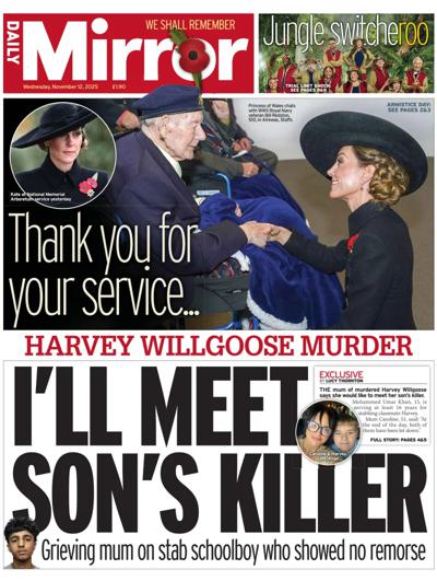 Daily Mirror Newspaper Front Page (UK) for 12 November 2025