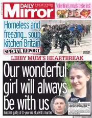 Daily Mirror (UK) Newspaper Front Page for 12 February 2021