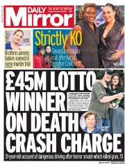 Daily Mirror (UK) Newspaper Front Page for 13 November 2020