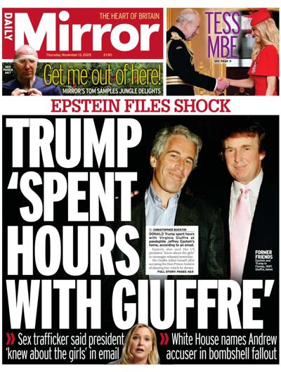 Daily Mirror Newspaper Front Page (UK) for 13 November 2025