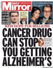 Daily Mirror (UK) Newspaper Front Page for 13 February 2016