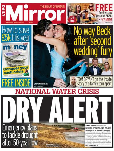 Daily Mirror Newspaper Front Page (UK) for 13 August 2025