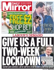 Daily Mirror (UK) Newspaper Front Page for 14 October 2020