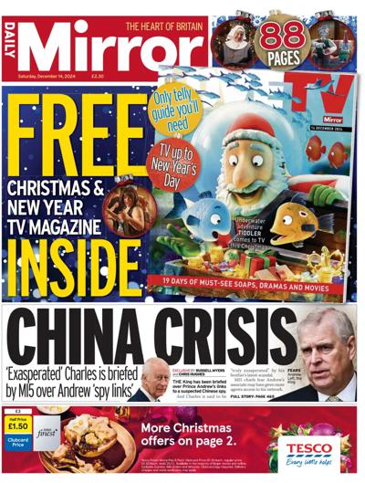 Daily Mirror Newspaper Front Page (UK) for 14 December 2024