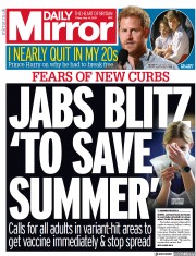 Daily Mirror (UK) Newspaper Front Page for 14 May 2021