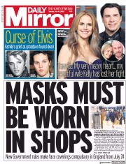 Daily Mirror (UK) Newspaper Front Page for 14 July 2020