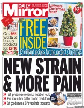 Daily Mirror (UK) Newspaper Front Page for 15 December 2020