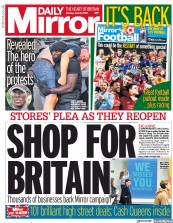 Daily Mirror (UK) Newspaper Front Page for 15 June 2020