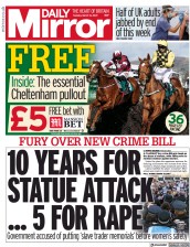 Daily Mirror (UK) Newspaper Front Page for 16 March 2021