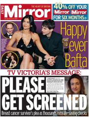 Daily Mirror front page for 17 February 2025