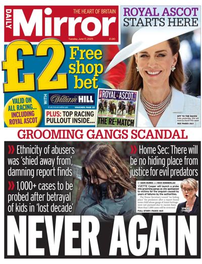 Daily Mirror Newspaper Front Page (UK) for 17 June 2025