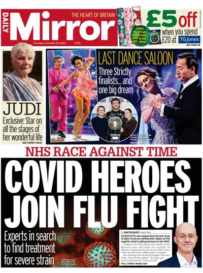 Daily Mirror Newspaper Front Page (UK) for 18 December 2025