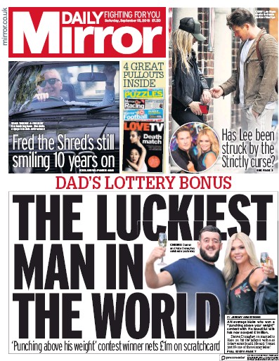 Daily Mirror Newspaper Front Page (UK) for 18 September 2018