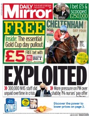 Daily Mirror (UK) Newspaper Front Page for 19 March 2021