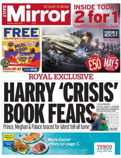Daily Mirror Newspaper Front Page (UK) for 19 April 2025