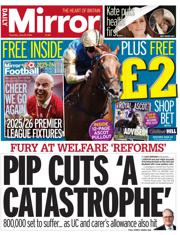 Daily Mirror front page for 19 June 2025