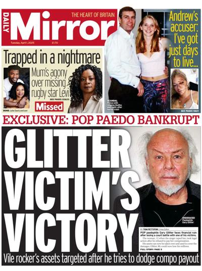 Daily Mirror Newspaper Front Page (UK) for 1 April 2025