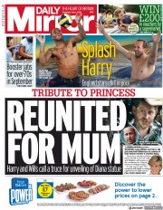 Daily Mirror (UK) Newspaper Front Page for 1 July 2021