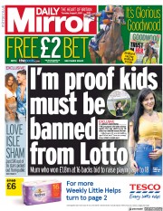 Daily Mirror (UK) Newspaper Front Page for 1 August 2019