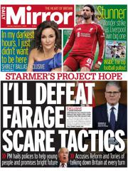 Daily Mirror front page for 1 September 2025